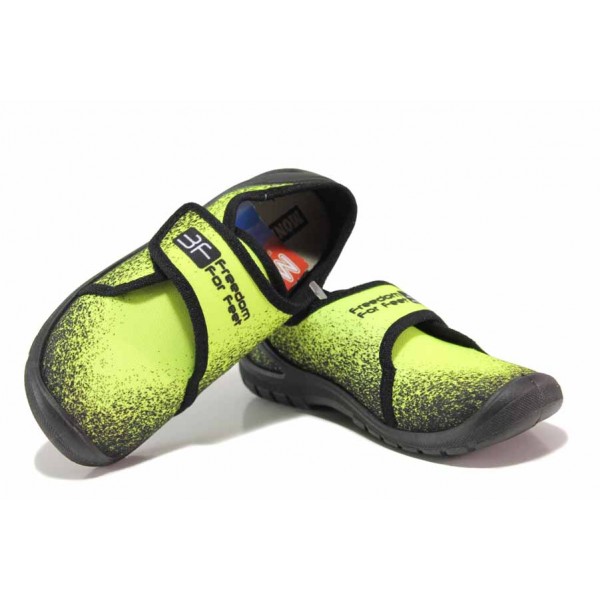 Зелени детски обувки, анатомични, текстилна материя - равни обувки за целогодишно ползване N 100017814