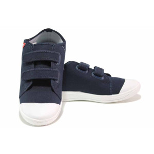 Тъмносини детски обувки, анатомични, текстилна материя - равни обувки за целогодишно ползване N 100017820