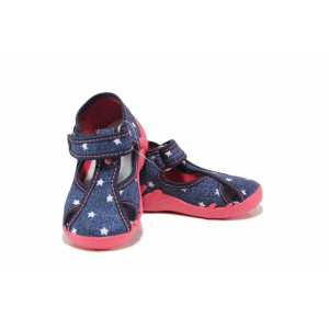 Тъмносини детски обувки, анатомични, текстилна материя - равни обувки за целогодишно ползване N 100017805