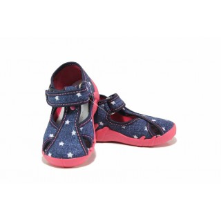 Тъмносини детски обувки, анатомични, текстилна материя - равни обувки за целогодишно ползване N 100017805