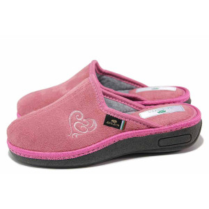 Розови домашни чехли, текстилна материя - равни обувки за целогодишно ползване N 100017570