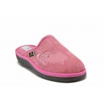 Розови домашни чехли, текстилна материя - равни обувки за целогодишно ползване N 100017570