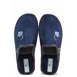 Тъмносини домашни чехли, текстилна материя - равни обувки за целогодишно ползване N 100018593