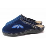 Тъмносини домашни чехли, текстилна материя - равни обувки за целогодишно ползване N 100018595