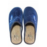 Тъмносини домашни чехли, текстилна материя - равни обувки за целогодишно ползване N 100018595