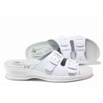 Бели дамски чехли, здрава еко-кожа - ежедневни обувки за пролетта и лятото N 100018641