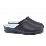 Тъмносини дамски чехли, здрава еко-кожа - ежедневни обувки за пролетта и лятото N 100018643