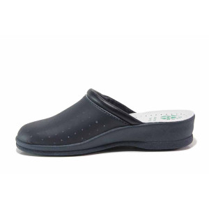 Тъмносини анатомични дамски чехли, здрава еко-кожа - ежедневни обувки за пролетта и лятото N 100018643