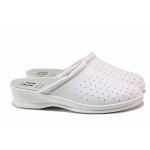 Бели анатомични дамски чехли, здрава еко-кожа - ежедневни обувки за пролетта и лятото N 100018644