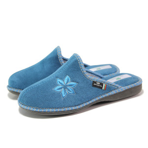 Сини домашни чехли, текстилна материя - ежедневни обувки за целогодишно ползване N 100018713