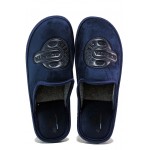 Тъмносини домашни чехли, текстилна материя - ежедневни обувки за целогодишно ползване N 100018716