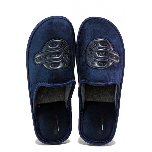 Тъмносини домашни чехли, текстилна материя - ежедневни обувки за целогодишно ползване N 100018716