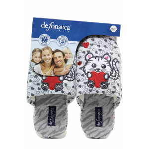 Сиви домашни чехли, текстилна материя - ежедневни обувки за целогодишно ползване N 100018830