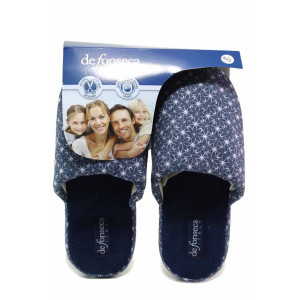 Тъмносини домашни чехли, текстилна материя - ежедневни обувки за целогодишно ползване N 100018833