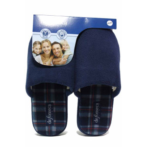 Тъмносини домашни чехли, текстилна материя - ежедневни обувки за целогодишно ползване N 100018840