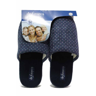 Тъмносини домашни чехли, текстилна материя - ежедневни обувки за целогодишно ползване N 100018837
