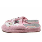 Розови домашни чехли, текстилна материя - равни обувки за целогодишно ползване N 100018859