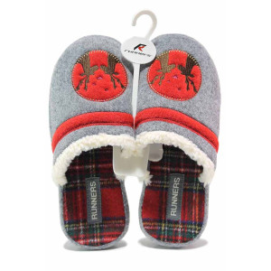 Сиви домашни чехли, текстилна материя - равни обувки за целогодишно ползване N 100018868