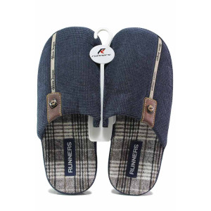 ТъмноСини анатомични анатомични анатомични анатомични домашни чехли, текстилна материя - равни обувки за целогодишно ползване N 100018875