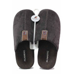Кафяви домашни чехли, текстилна материя - равни обувки за целогодишно ползване N 100018873