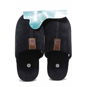 Черни анатомични домашни чехли, текстилна материя - равни обувки за целогодишно ползване N 100018876