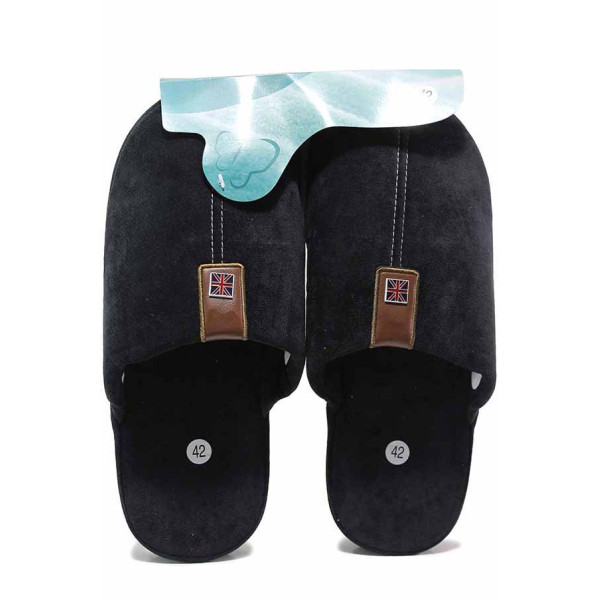 Черни анатомични домашни чехли, текстилна материя - равни обувки за целогодишно ползване N 100018876
