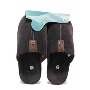 Кафяви домашни чехли, текстилна материя - равни обувки за целогодишно ползване N 100018877