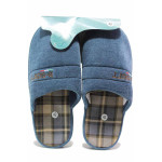 Сини анатомични домашни чехли, текстилна материя - равни обувки за целогодишно ползване N 100018879