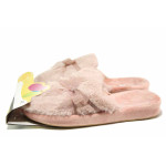 Розови домашни чехли, текстилна материя - равни обувки за целогодишно ползване N 100018855