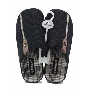 Черни анатомични домашни чехли, текстилна материя - равни обувки за целогодишно ползване N 100018880