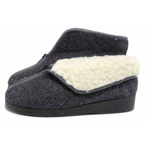 Сиви анатомични домашни чехли, текстилна материя - равни обувки за есента и зимата N 100018890