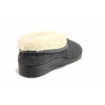 Сиви домашни чехли, текстилна материя - равни обувки за есента и зимата N 100018890