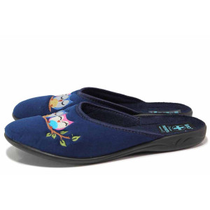 Тъмносини домашни чехли, текстилна материя - ежедневни обувки за целогодишно ползване N 100018896