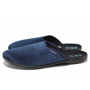 Сини анатомични домашни чехли, текстилна материя - ежедневни обувки за целогодишно ползване N 100018887