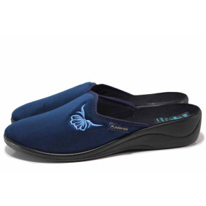 Тъмносини домашни чехли, текстилна материя - ежедневни обувки за целогодишно ползване N 100018894