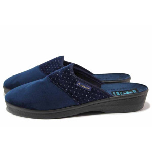 Тъмносини домашни чехли, текстилна материя - ежедневни обувки за целогодишно ползване N 100018895