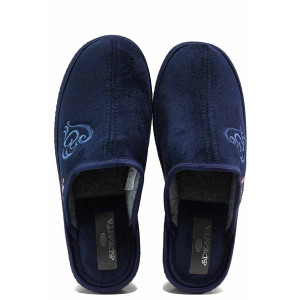 ТъмноСини анатомични анатомични анатомични домашни чехли, текстилна материя - равни обувки за есента и зимата N 100019054