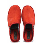 Червени домашни чехли, текстилна материя - равни обувки за есента и зимата N 100019056