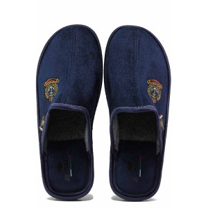 Тъмносини домашни чехли, текстилна материя - ежедневни обувки за есента и зимата N 100019135