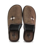 Кафяви домашни чехли, текстилна материя - ежедневни обувки за целогодишно ползване N 100019143