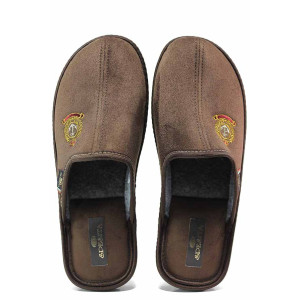 Кафяви домашни чехли, текстилна материя - ежедневни обувки за целогодишно ползване N 100019153