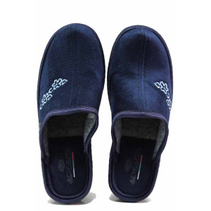 Тъмносини домашни чехли, текстилна материя - ежедневни обувки за целогодишно ползване N 100017988