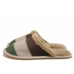 Кафяви домашни чехли, естествена кожа - всекидневни обувки за есента и зимата N 100019161