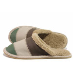 Кафяви домашни чехли, естествена кожа - всекидневни обувки за есента и зимата N 100019161