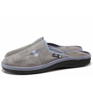 Сиви анатомични домашни чехли, текстилна материя - всекидневни обувки за есента и зимата N 100019177