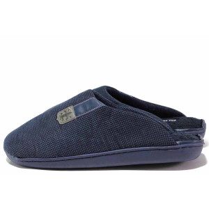 ТъмноСини анатомични домашни чехли, текстилна материя - всекидневни обувки за есента и зимата N 100019178