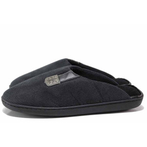 Черни анатомични домашни чехли, текстилна материя - ежедневни обувки за есента и зимата N 100019179