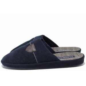 Тъмносини домашни чехли, текстилна материя - всекидневни обувки за есента и зимата N 100019180