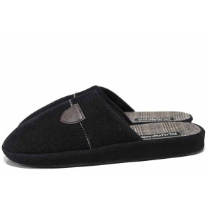 Черни домашни чехли, анатомични, текстилна материя - ежедневни обувки за есента и зимата N 100019181