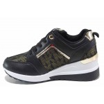 Черни спортни дамски обувки, здрава еко-кожа - спортни обувки за пролетта и есента N 100017518